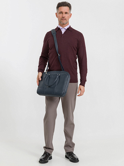 Деловая сумка Dr.Koffer из натуральной кожи синяя