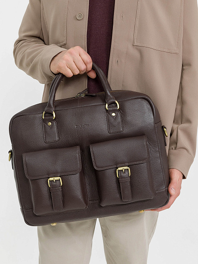 Деловая сумка Dr.Koffer из натуральной кожи темно-коричневая