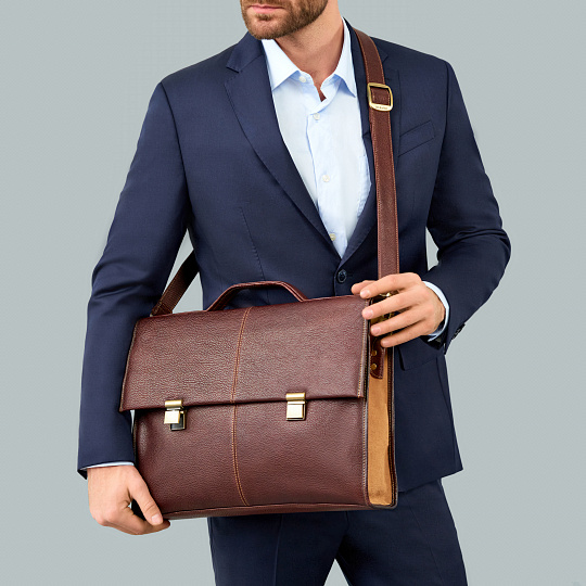 Портфель Dr.Koffer из натуральной кожи темно-коричневый