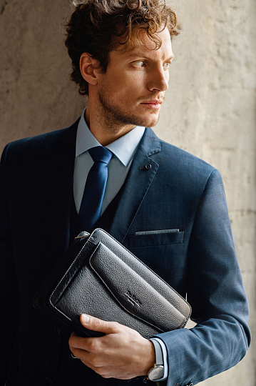 Сумка барсетка из натуральной кожи Dr. Koffer черная