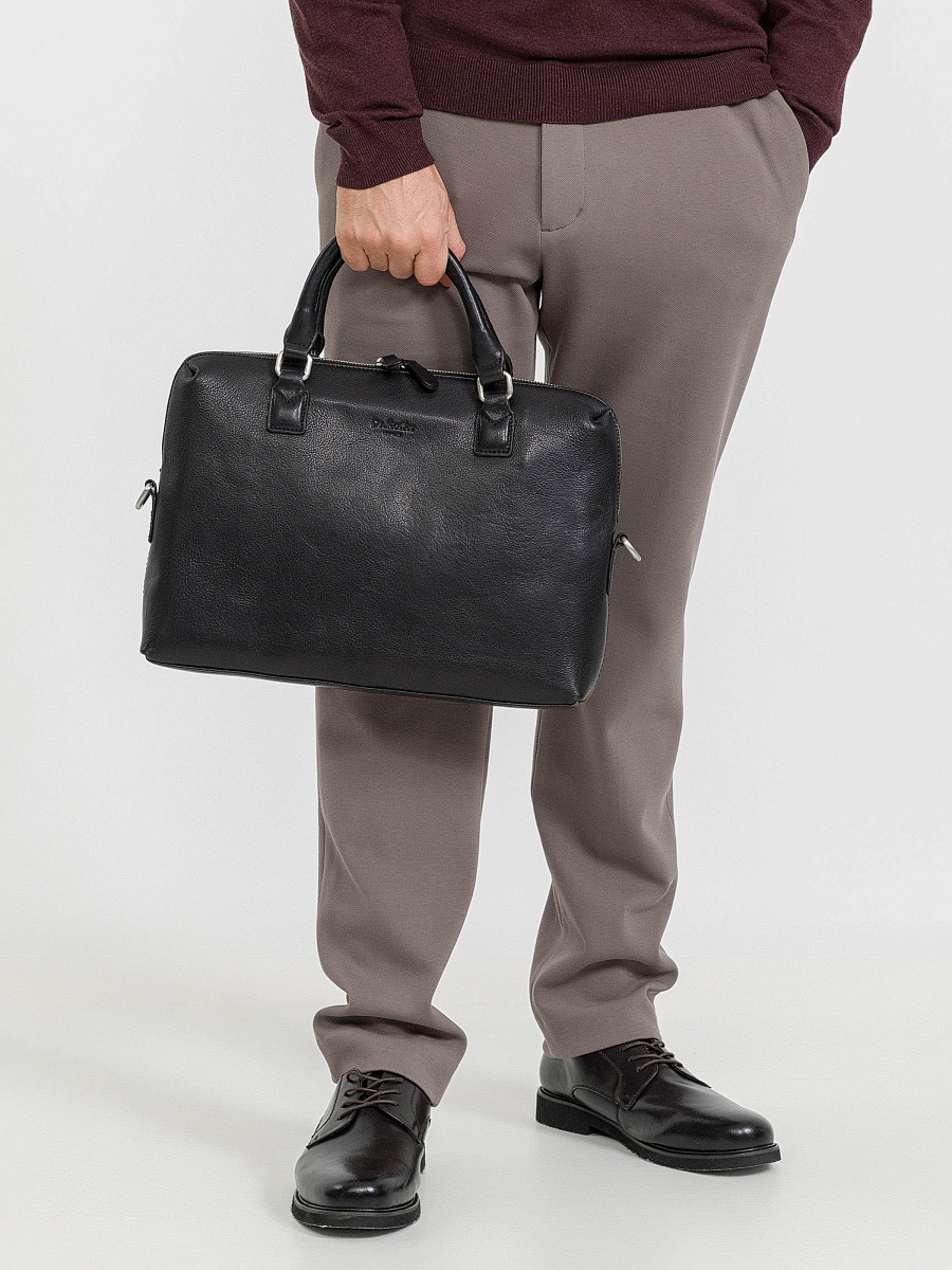 Деловая сумка Dr.Koffer из натуральной кожи черная