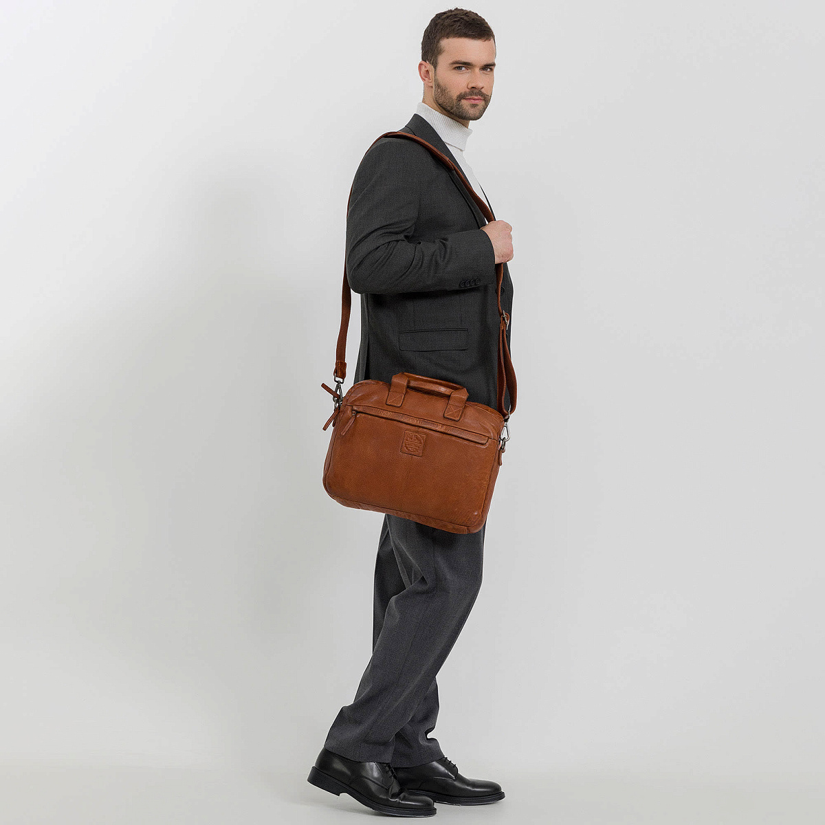 Деловая сумка Dr.Koffer из натуральной кожи коричневая