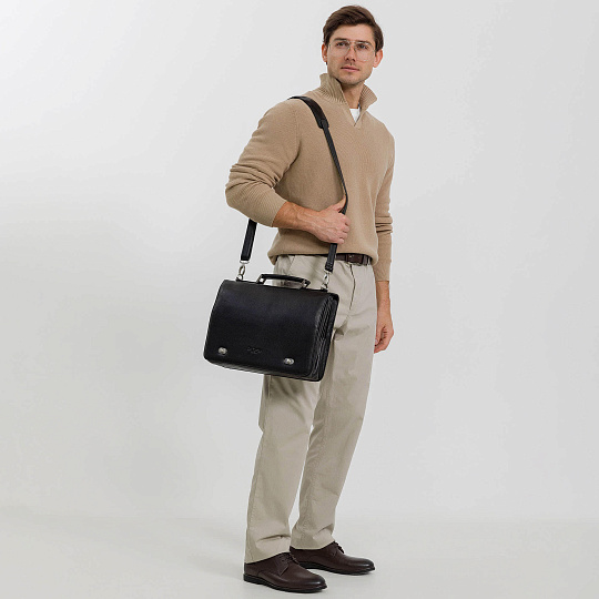 Портфель Dr.Koffer из натуральной кожи черный