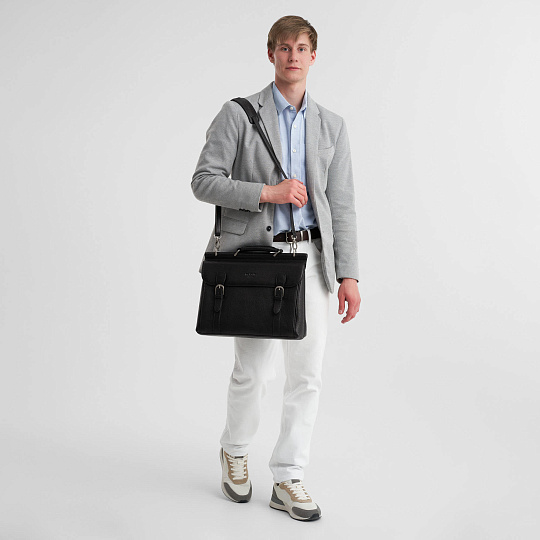 Портфель Dr.Koffer из натуральной кожи черный