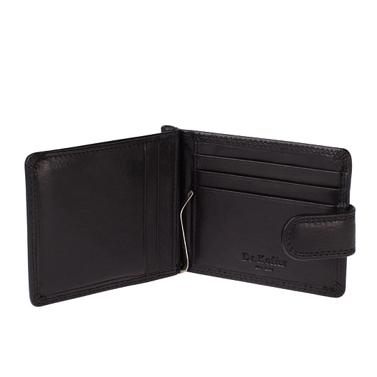 Зажим для денег Dr.Koffer из натуральной кожи черный