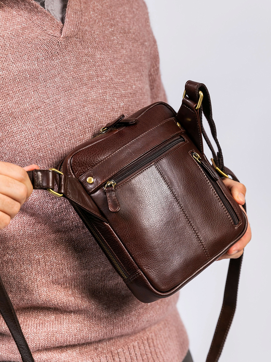 Сумка через плечо Dr. Koffer из натуральной кожи коричневая