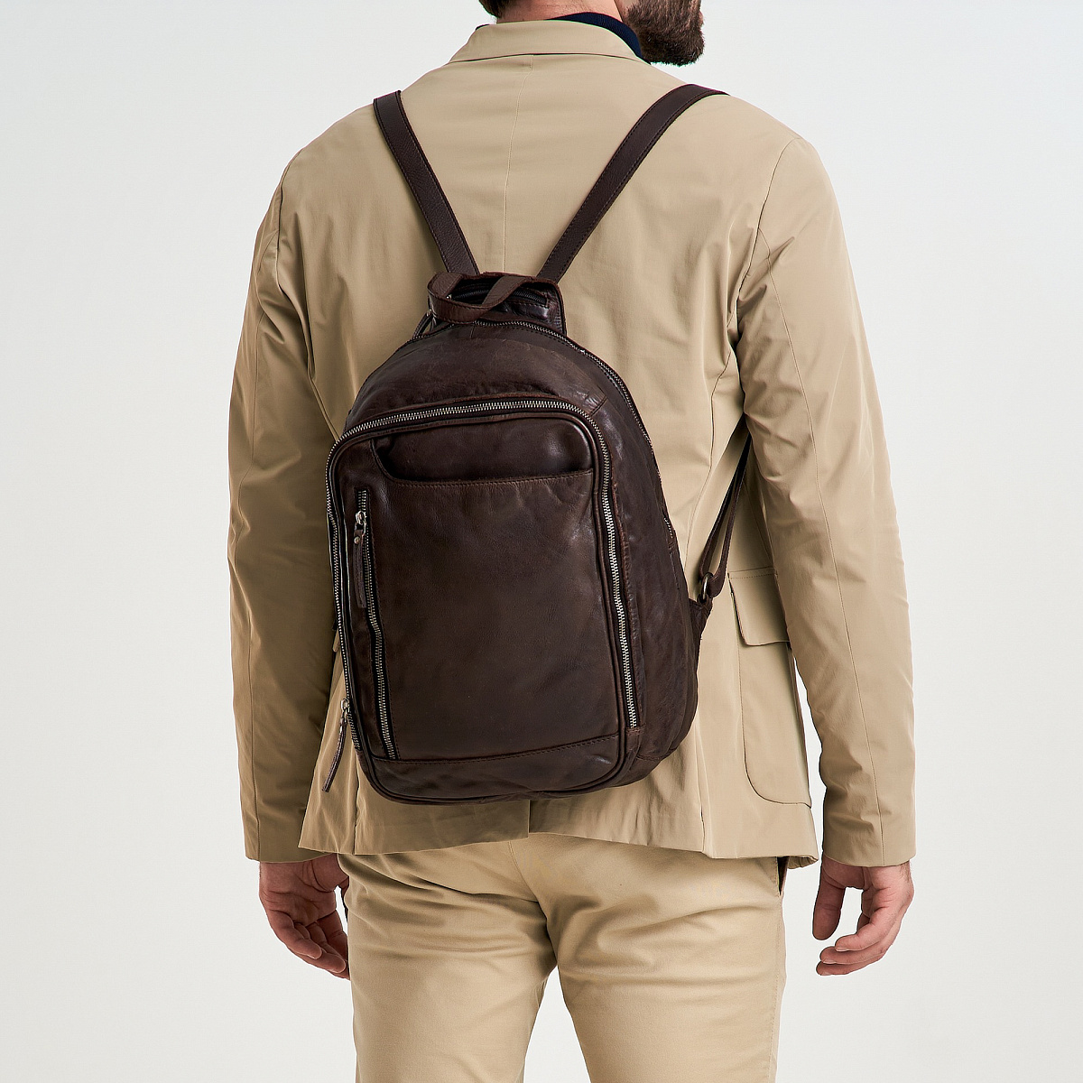 Рюкзак Dr.Koffer из натуральной кожи темно-коричневый
