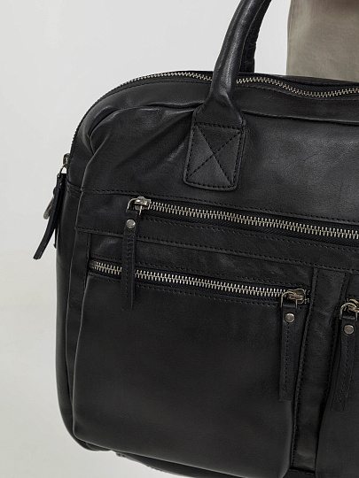 Деловая сумка Dr.Koffer из натуральной кожи черная