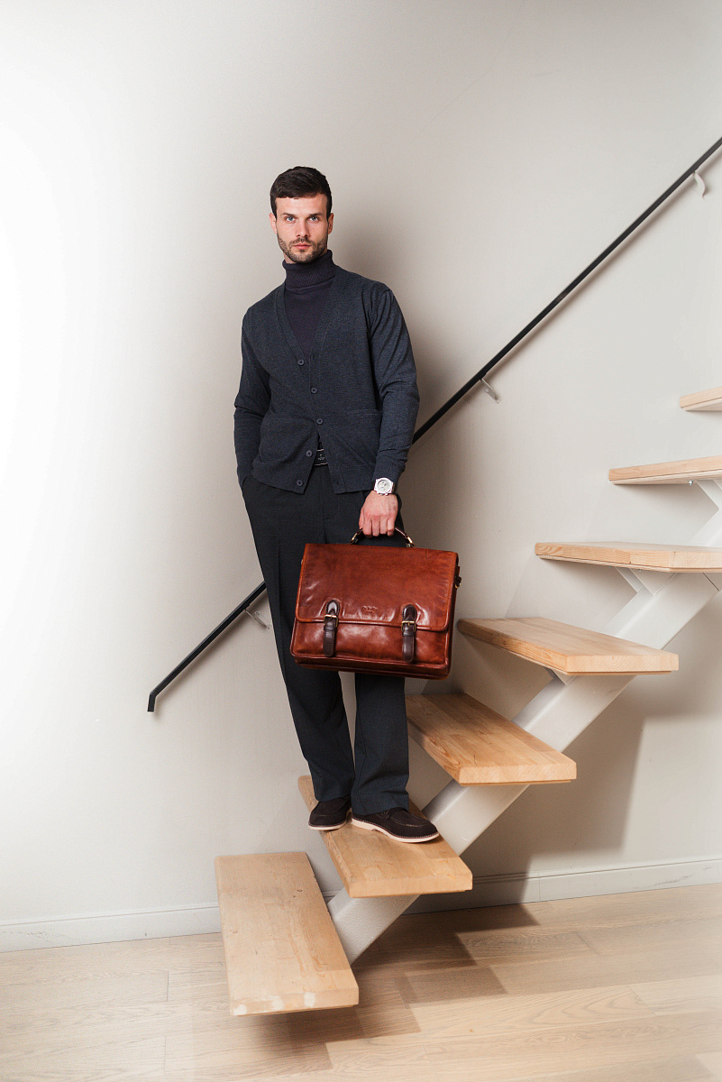 Портфель Dr.Koffer из натуральной кожи светло-коричневый