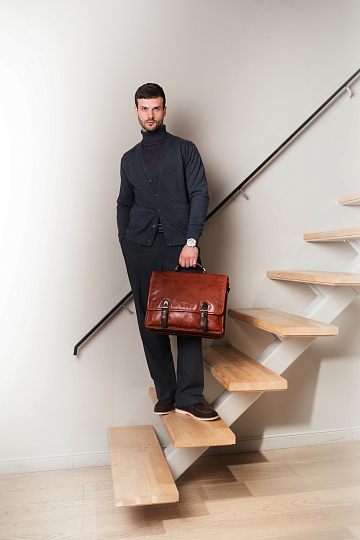 Портфель Dr.Koffer из натуральной кожи светло-коричневый