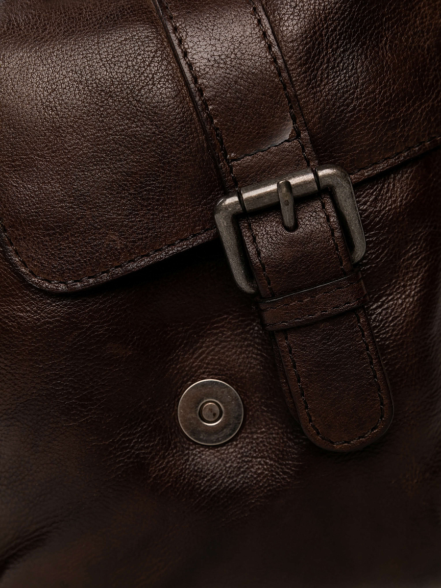 Деловая сумка Dr.Koffer из натуральной кожи темно-коричневая