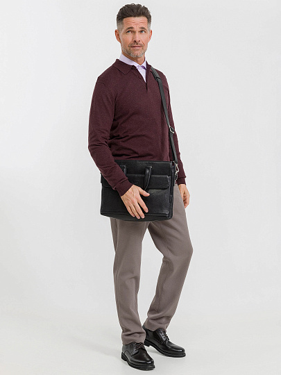 Деловая сумка Dr.Koffer из натуральной кожи черная