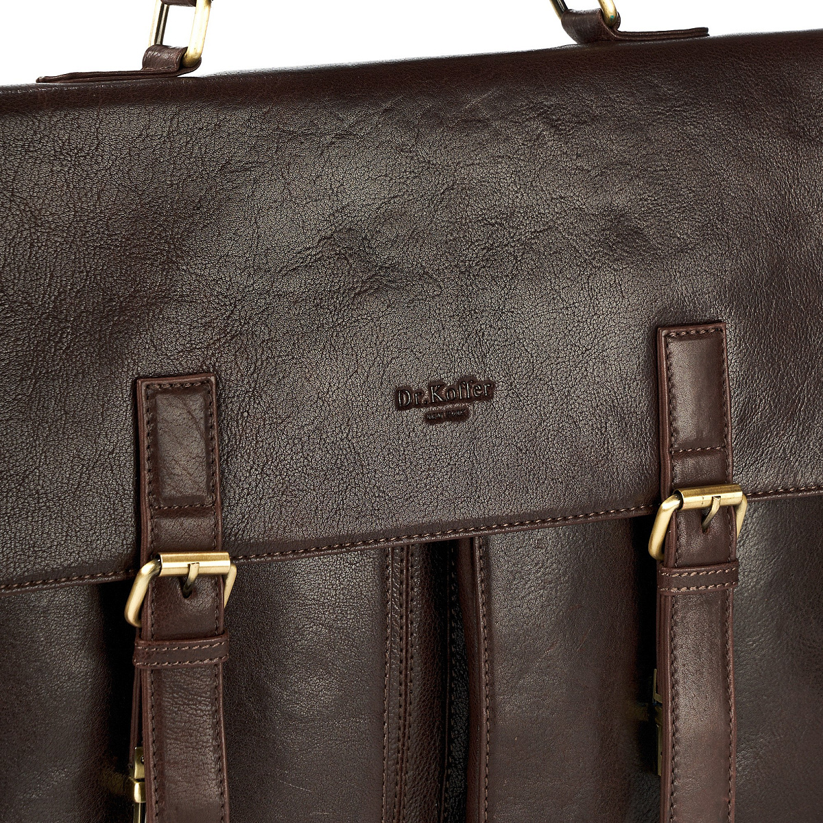 Портфель Dr.Koffer из натуральной кожи темно-коричневый