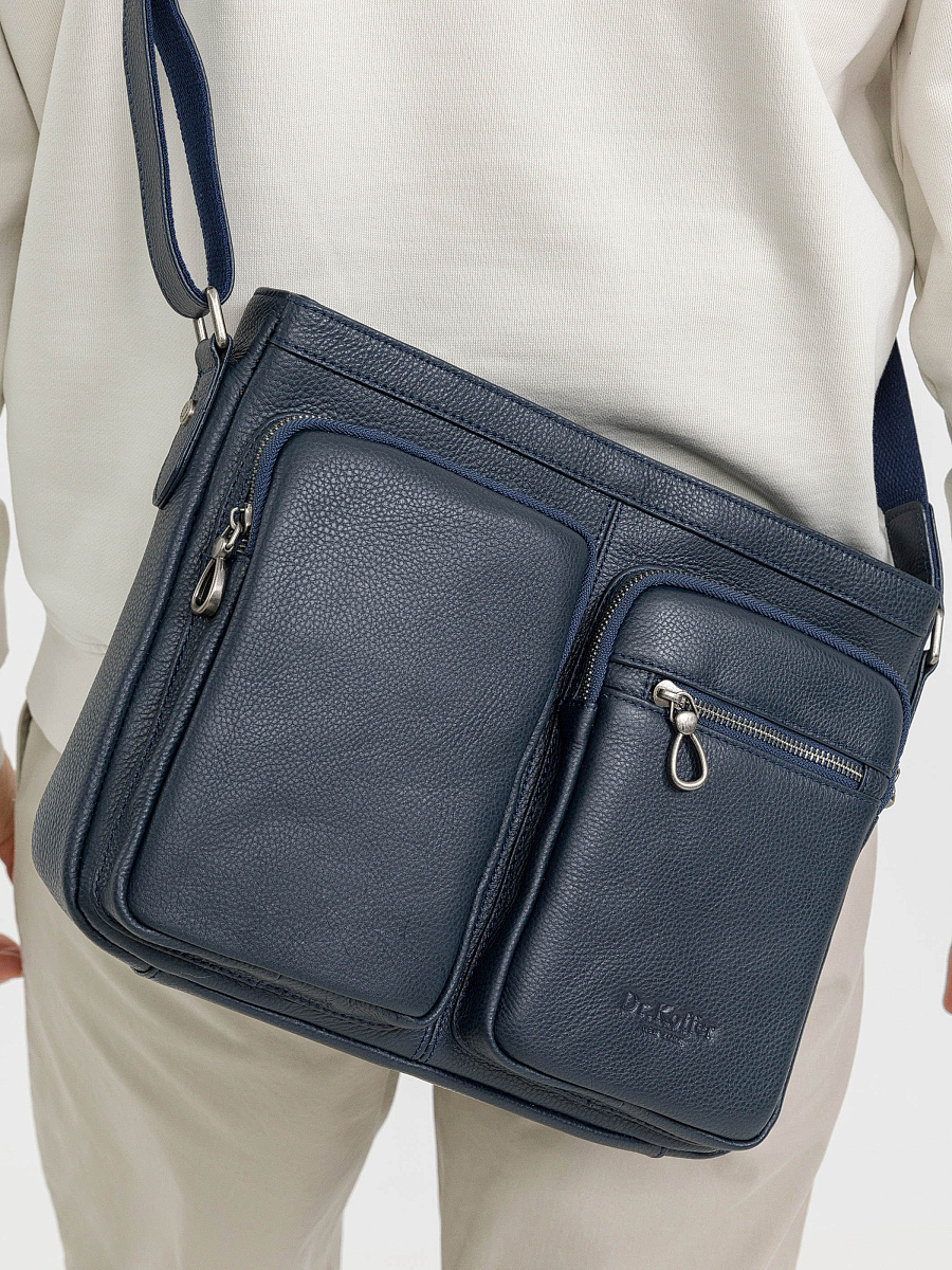 Деловая сумка Dr.Koffer из натуральной кожи синяя