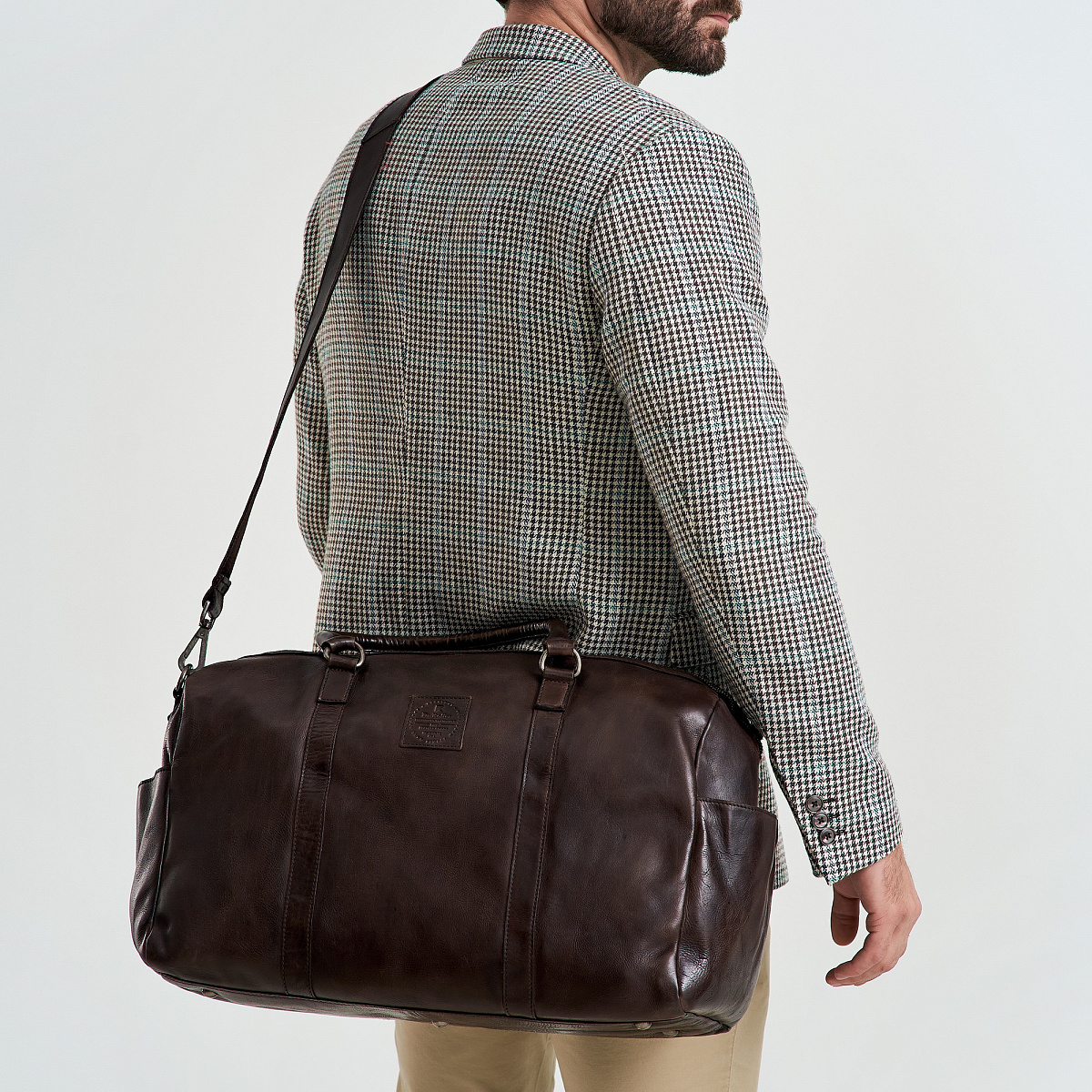 Сумка дорожная Dr.Koffer из натуральной кожи коричневая