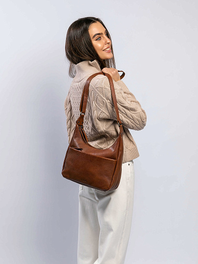 Женская сумка Dr.Koffer из натуральной кожи коричневая