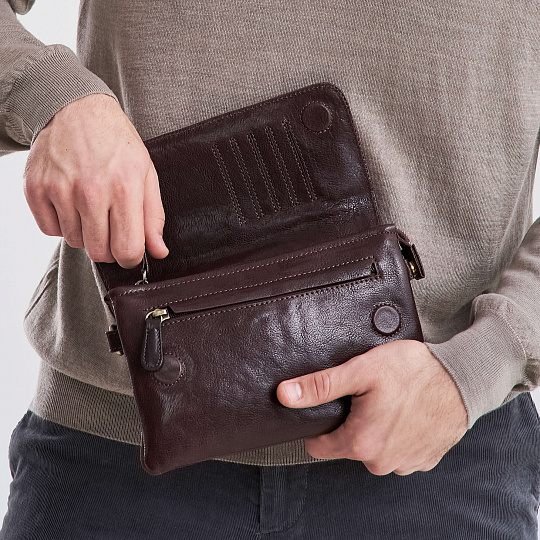 Сумка барсетка из натуральной кожи Dr. Koffer коричневая