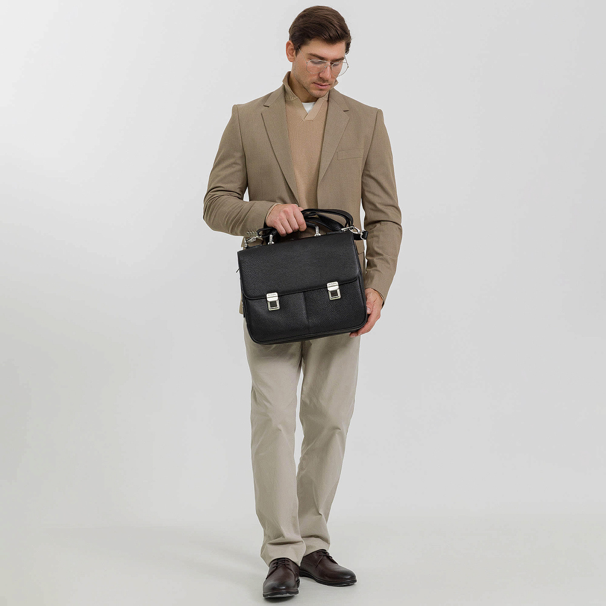 Портфель Dr.Koffer из натуральной кожи черный