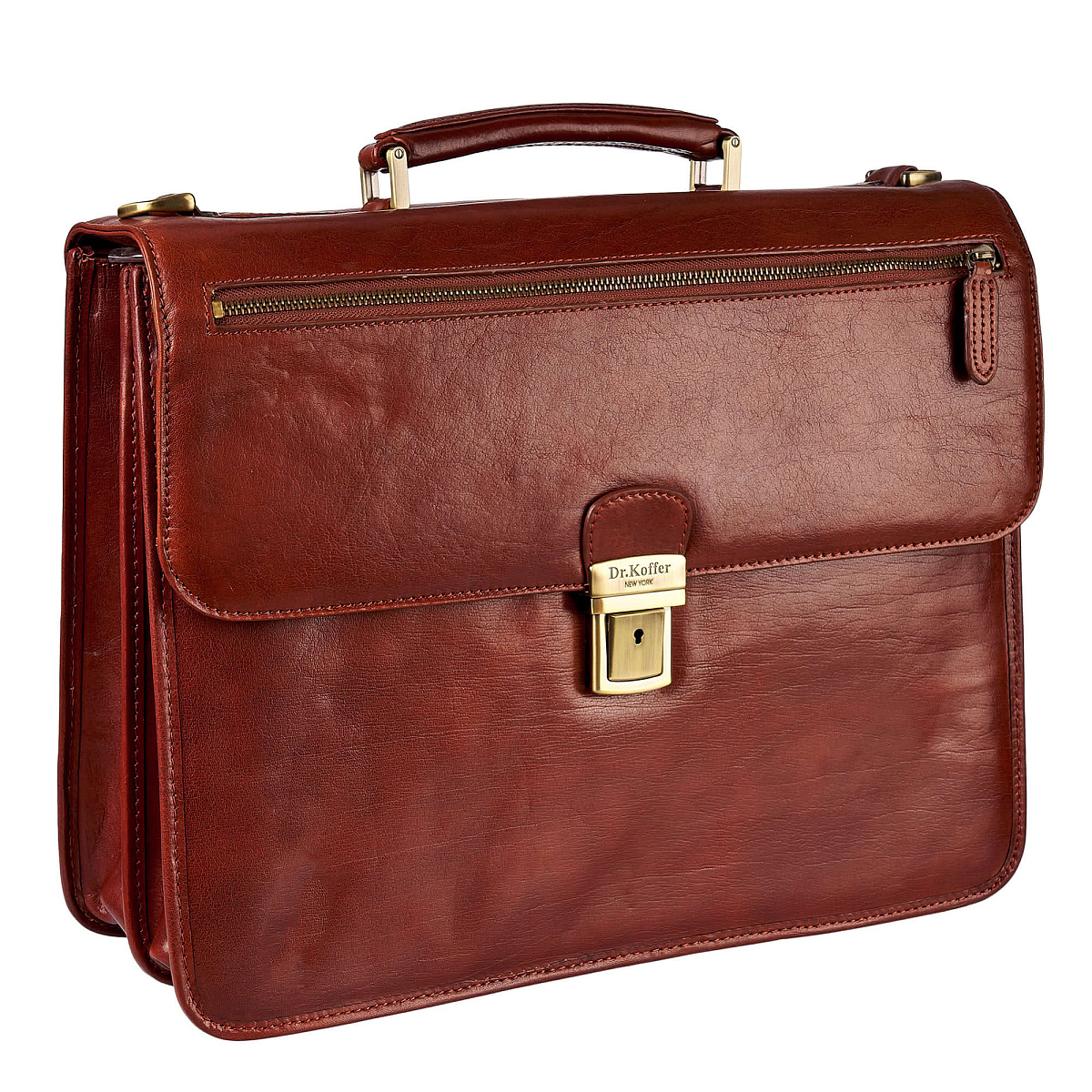 Портфель Dr.Koffer из натуральной кожи светло-коричневый