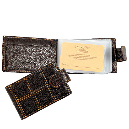 Визитница Dr.Koffer из натуральной кожи темно-коричневая