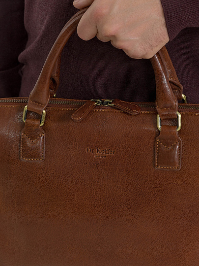 Деловая сумка Dr.Koffer из натуральной кожи коричневая