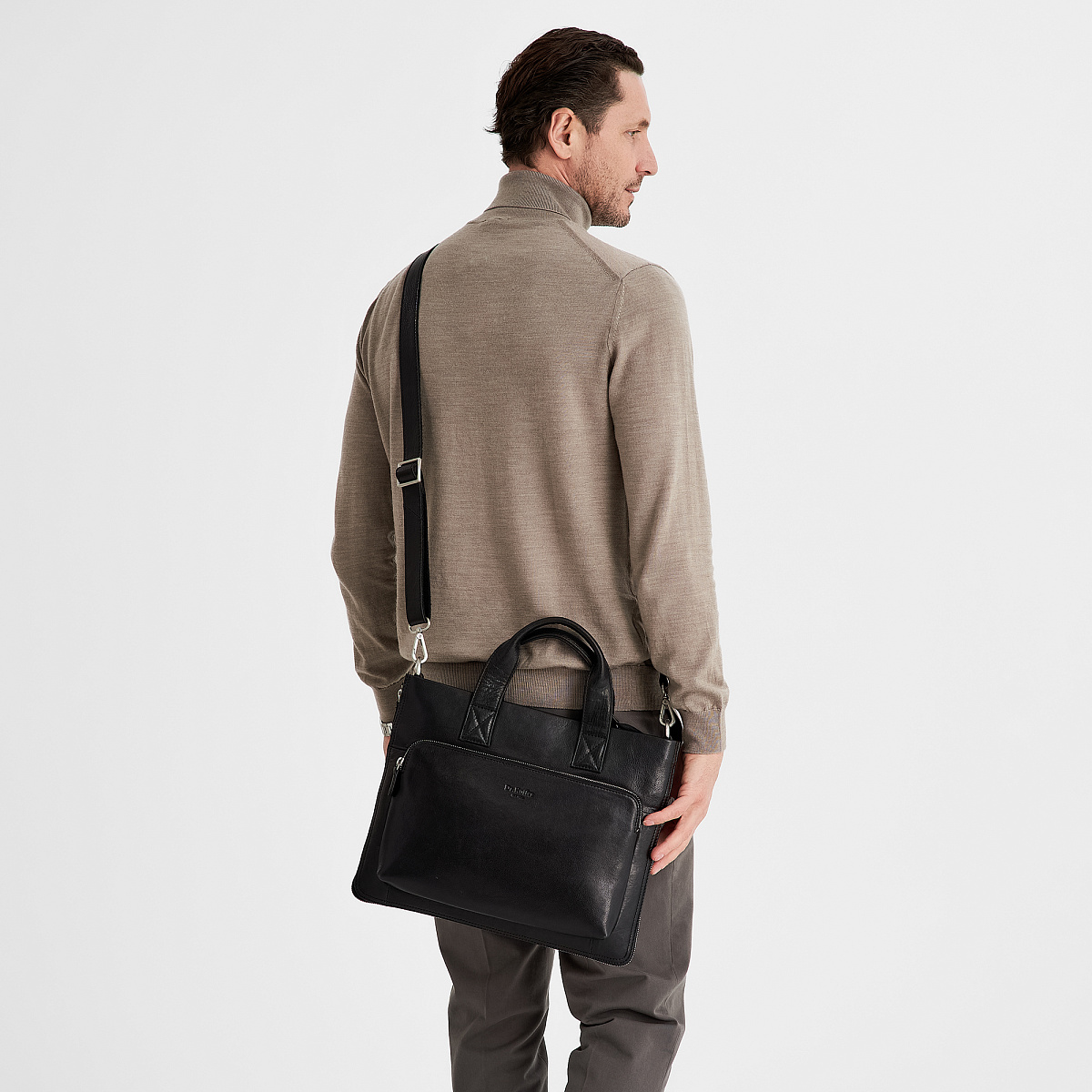 Деловая сумка Dr.Koffer из натуральной кожи черная