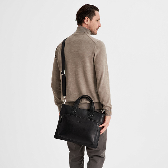 Деловая сумка Dr.Koffer из натуральной кожи черная