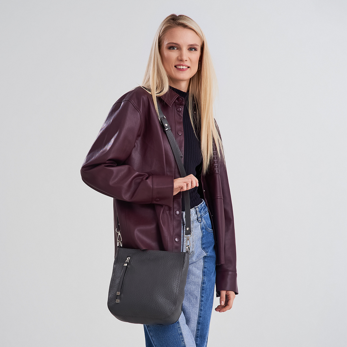 Женская сумка Dr. Koffer из натуральной кожи серая