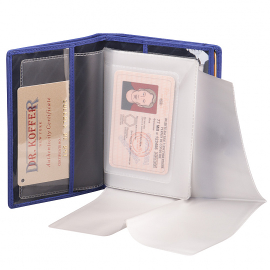 Обложка для паспорта и автодокументов синего цвета Dr.Koffer X510137-01-60