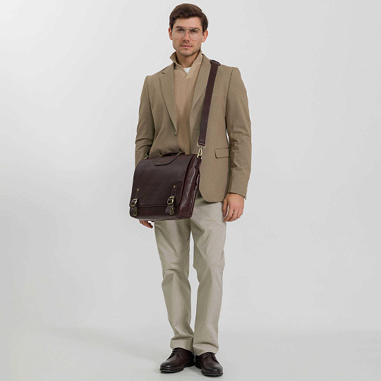 Портфель Dr.Koffer из натуральной кожи темно-коричневый