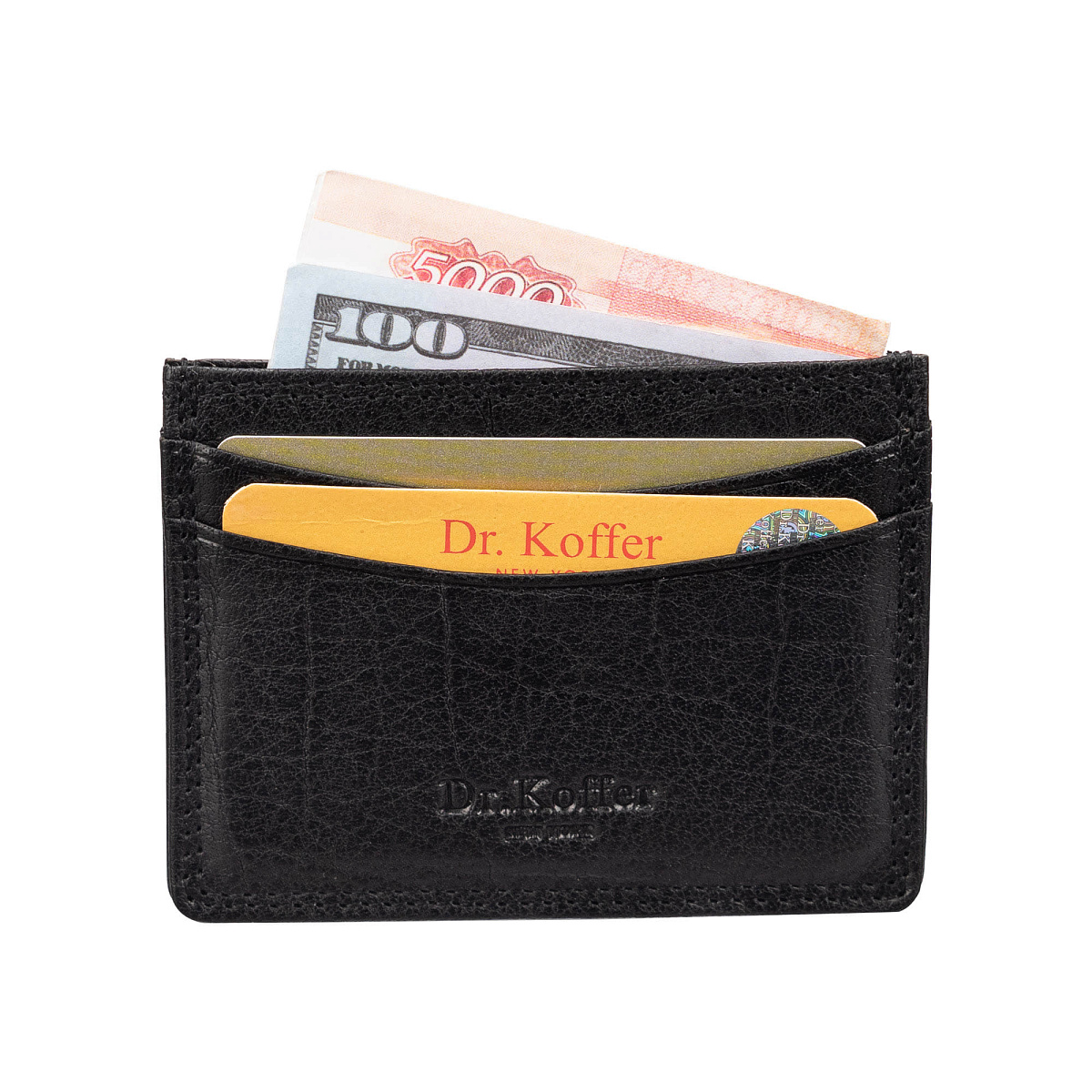 Кредитница Dr.Koffer из натуральной кожи черная