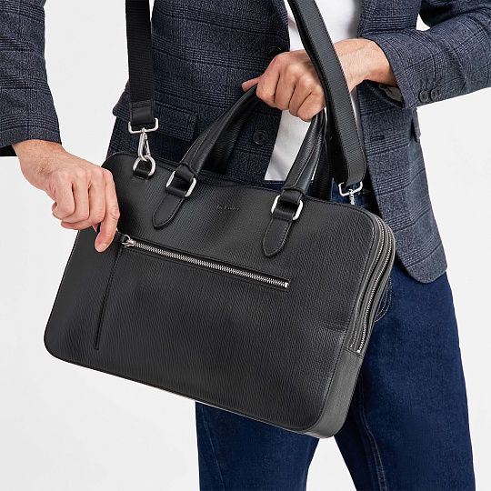 Деловая сумка Dr.Koffer из натуральной кожи черная