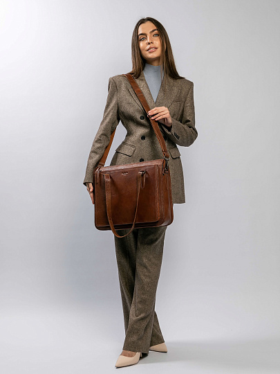 Женская сумка Dr.Koffer из натуральной кожи коричневая