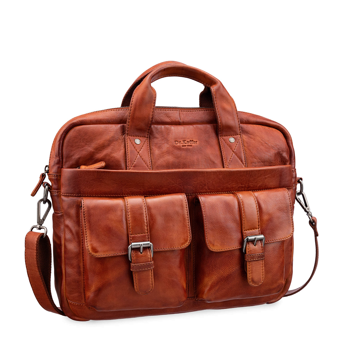 Деловая сумка Dr.Koffer из натуральной кожи коричневая