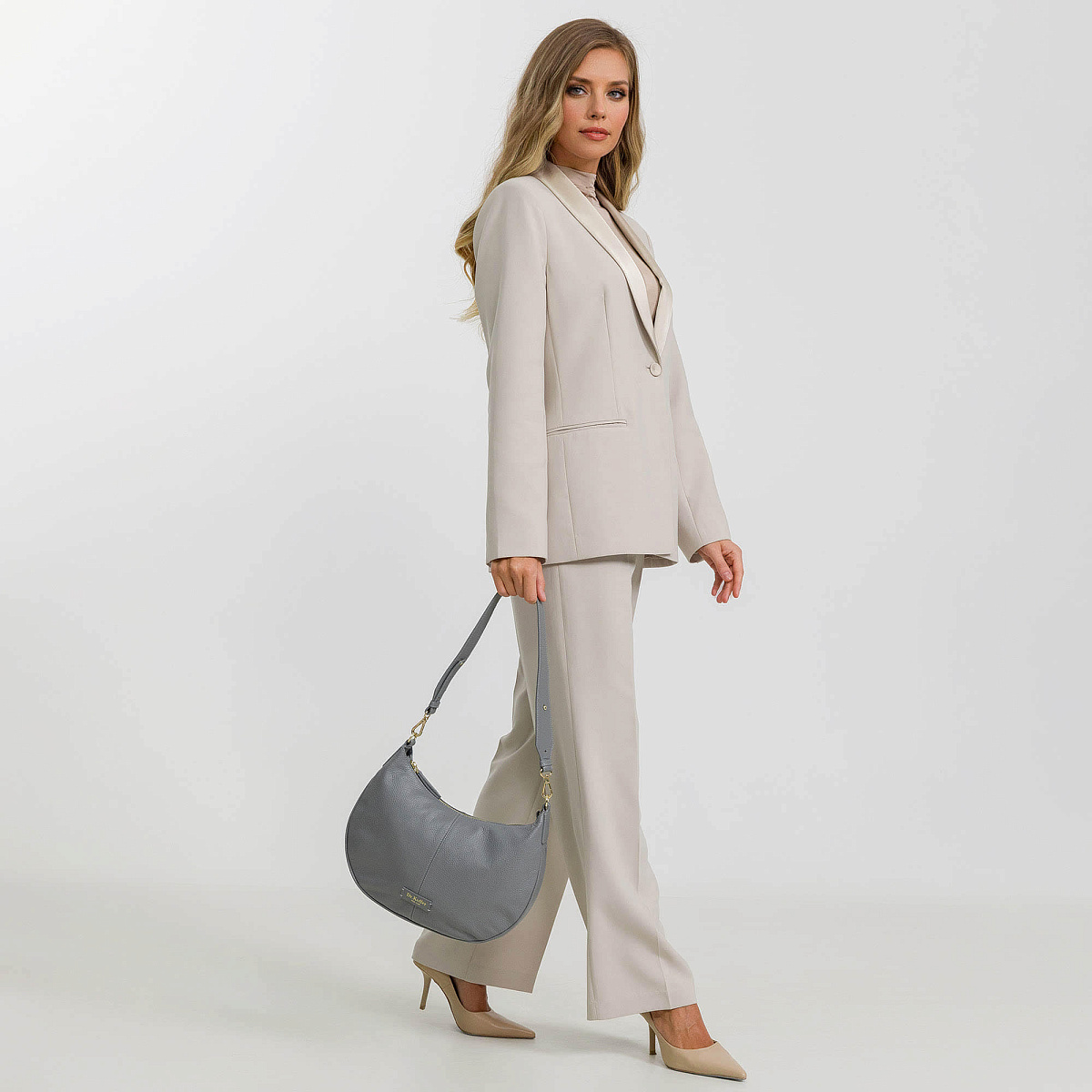 Женская сумка  Dr. Koffer из натуральной кожи серая