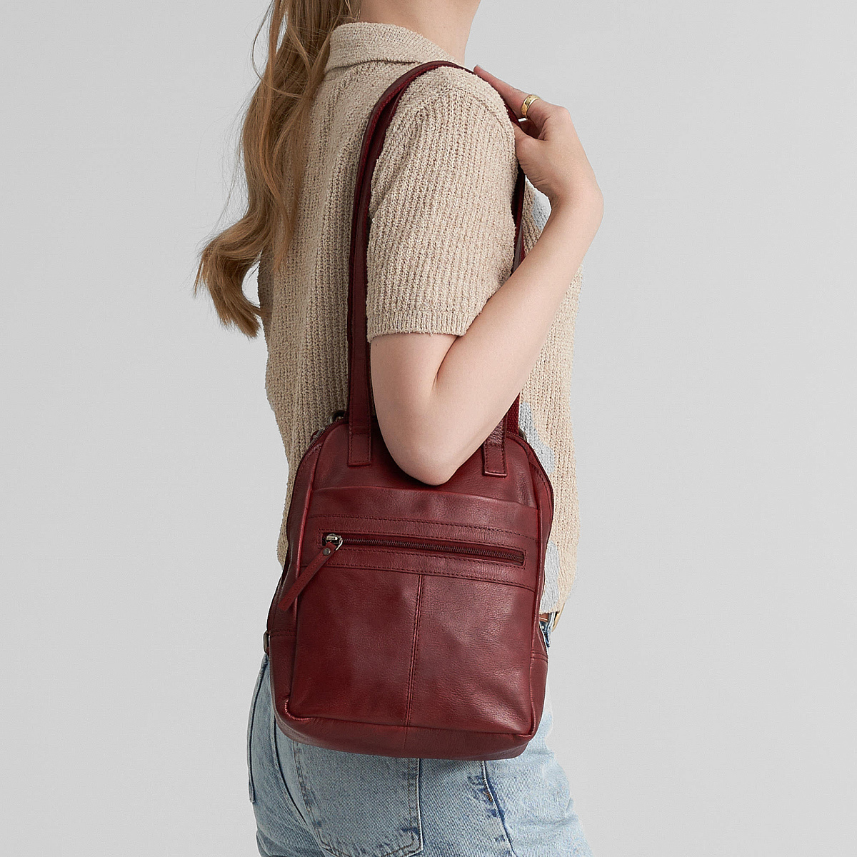 Рюкзак Dr.Koffer из натуральной кожи бордовый