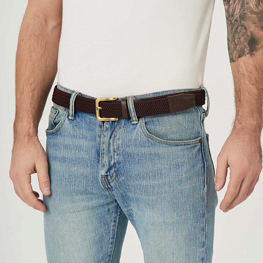 Ремень Dr.Koffer из натуральной кожи и текстиля коричневый