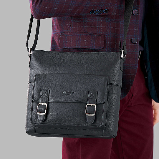Сумка через плечо Dr.Koffer из натуральной кожи черная