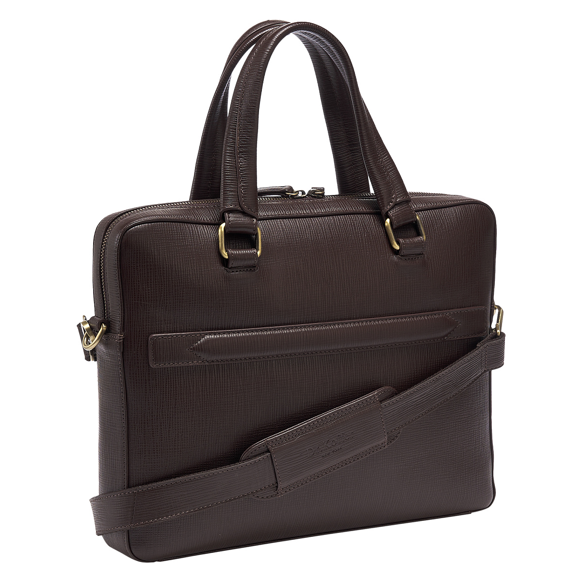 Деловая сумка Dr.Koffer из натуральной кожи темно-коричневая