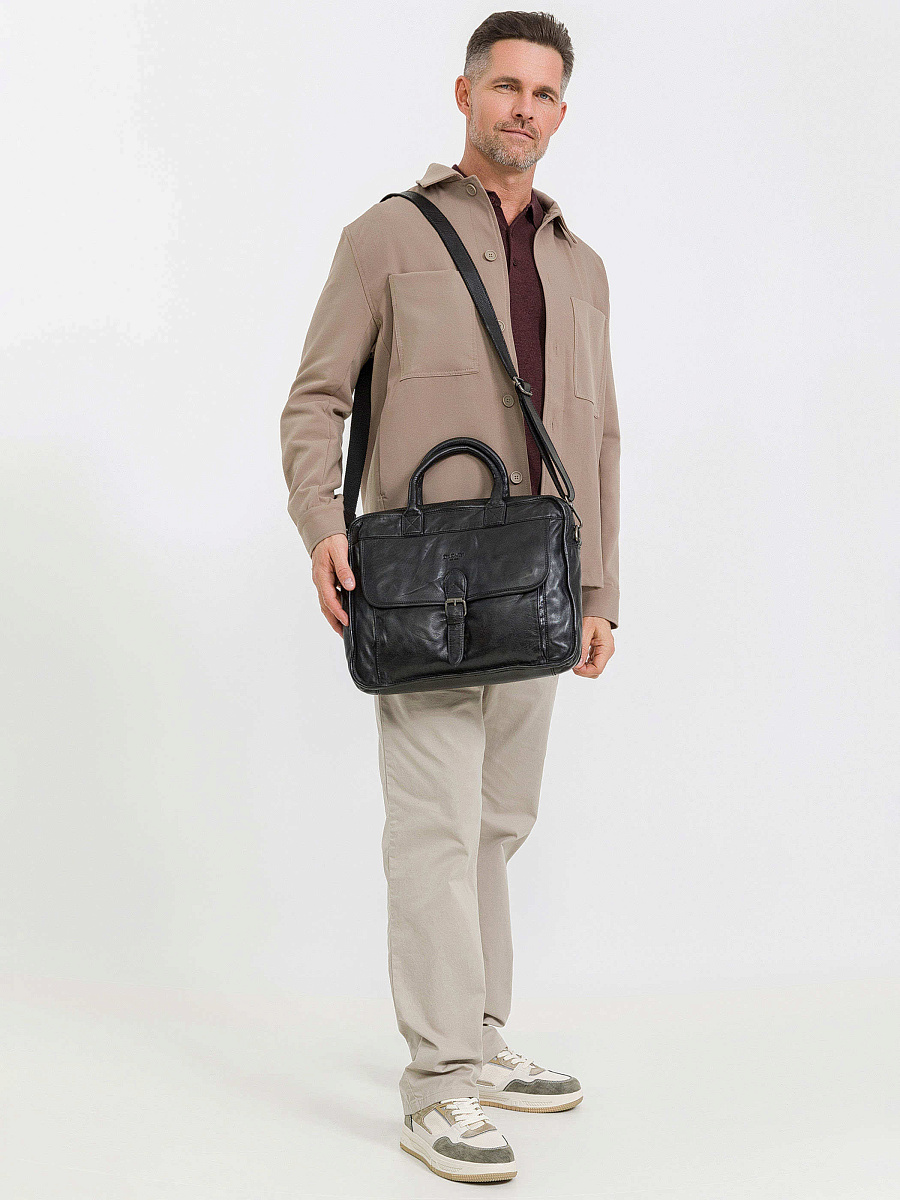 Деловая сумка Dr.Koffer из натуральной кожи черная