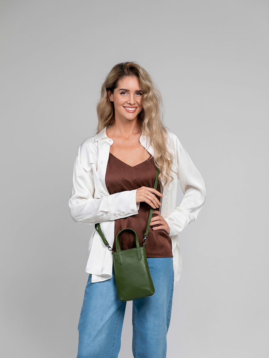 Сумка через плечо Dr.Koffer из натуральной кожи зеленая