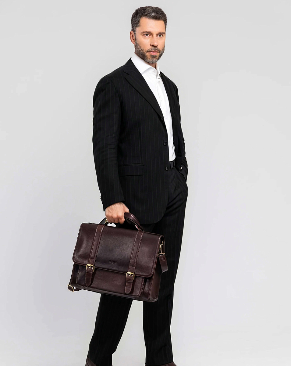 Портфель Dr.Koffer из натуральной кожи темно-коричневый