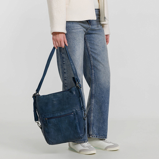 Сумка через плечо Dr.Koffer из натуральной кожи синяя