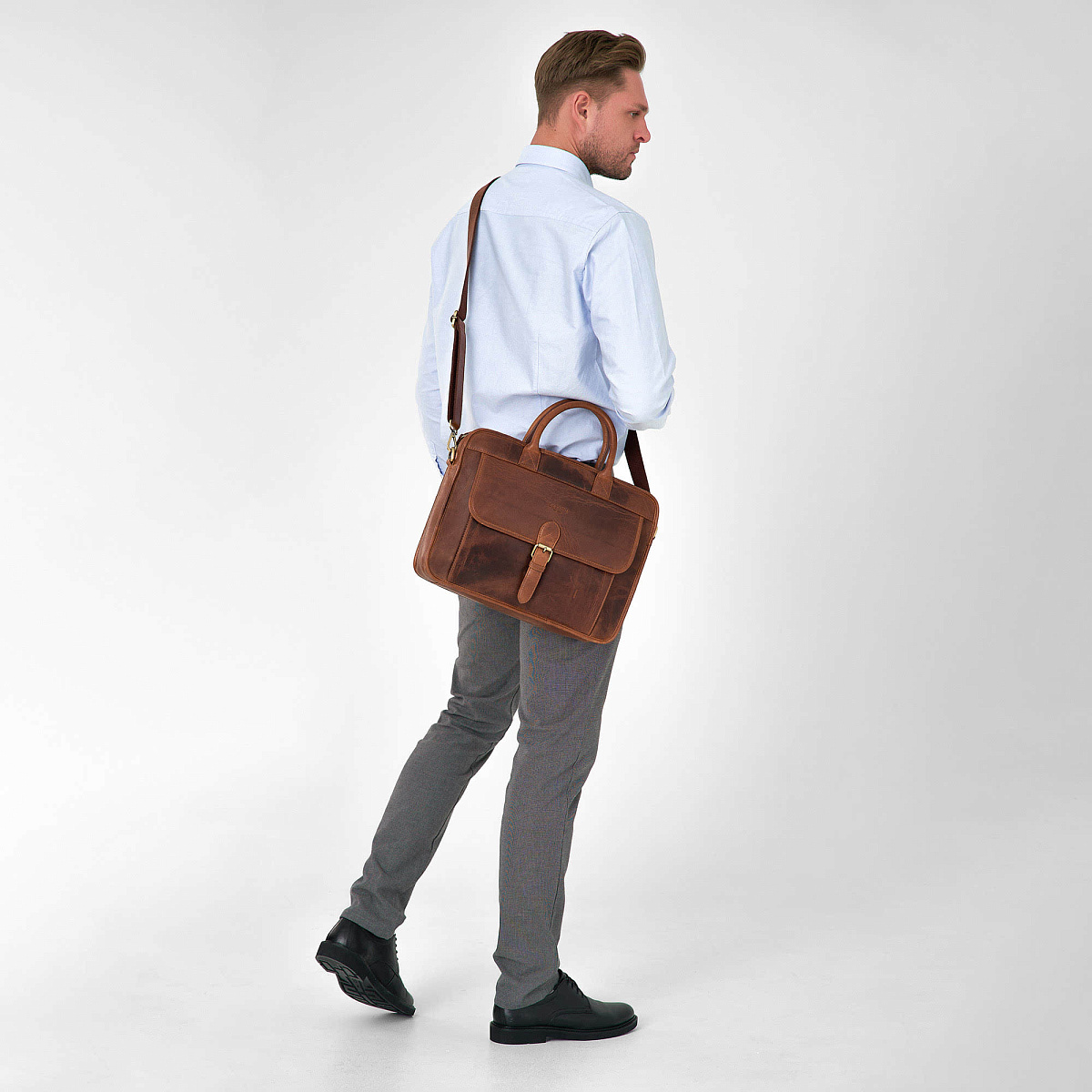 Деловая сумка Dr.Koffer из натуральной кожи коричневая