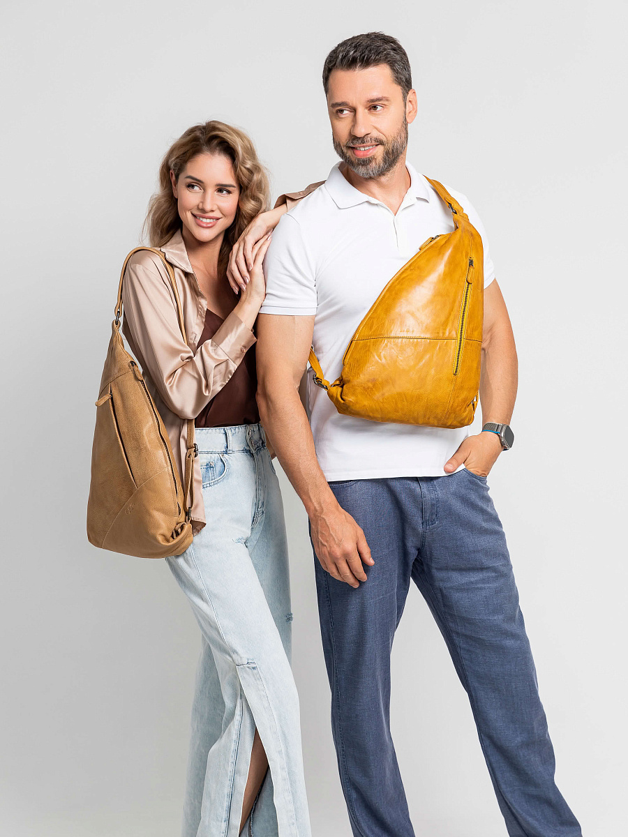 Рюкзак Dr.Koffer из натуральной кожи желтый