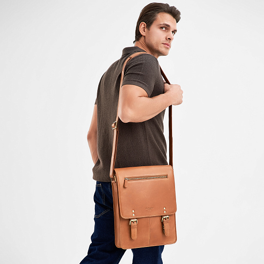 Сумка через плечо Dr.Koffer из натуральной кожи коричневая