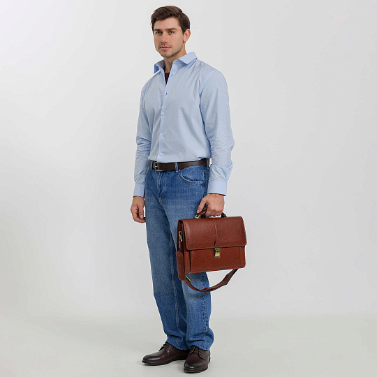 Портфель Dr.Koffer из натуральной кожи светло-коричневый