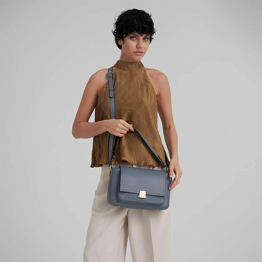 Женская сумка Dr. Koffer из натуральной кожи серая