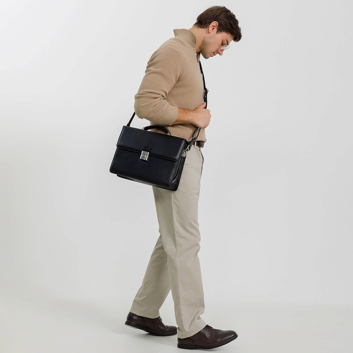 Портфель Dr.Koffer из натуральной кожи черный