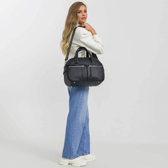 Сумка дорожная Dr.Koffer из натуральной кожи черная